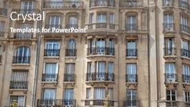  Presentation with facade - Presentation theme featuring facade-of-parisian-building-france background and a gray colored foreground