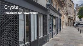  Presentation with facade - PPT layouts having facade-of-parisian-building-france background and a dark gray colored foreground