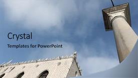  Presentation with facade - Presentation theme consisting of facade of the doges palace background and a teal colored foreground