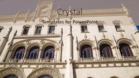  Presentation with facade - Audience pleasing slide set consisting of facade-of-the-rossio-metro backdrop and a coral colored foreground