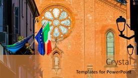  Presentation with facade - PPT theme featuring facade-of-the-san-lorenzo background and a gold colored foreground