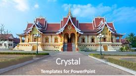  Presentation with stupa - Beautiful PPT layouts featuring golden stupa in vientiane laos backdrop and a gray colored foreground