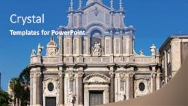  Presentation with baroque - Presentation design having facade-s-agata-cathedral background and a teal colored foreground