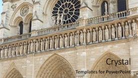  Presentation with notre dame paris france - PPT layouts consisting of facade saint statues unesco world background and a  colored foreground