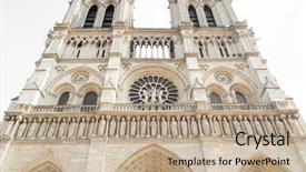  Presentation with notre dame - Theme with facade saint statues unesco world background and a  colored foreground