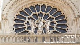  Presentation with notre dame paris france - Colorful PPT layouts enhanced with facade saint statues unesco world backdrop and a  colored foreground