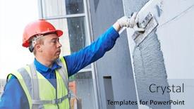  Presentation with facade - Slide set featuring facade-worker-plastering-external-wall background and a light blue colored foreground
