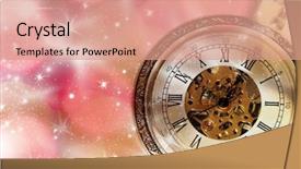  Presentation with clock face - Colorful PPT theme enhanced with clock face - new year's at midnight backdrop and a coral colored foreground