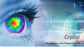  Presentation with blue design - Presentation theme featuring face against blue glowing technology background and a light blue colored foreground