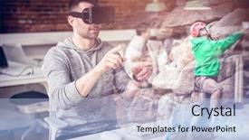  Presentation with rock climbing - PPT theme consisting of face against entrepreneur using virtual background and a light blue colored foreground
