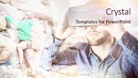  Presentation with rock climbing - PPT layouts consisting of face against man wearing virtual background and a lemonade colored foreground