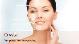  Presentation with bright - Slide deck with face aging - bright closeup portrait picture background and a coral colored foreground