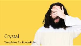  Presentation with jesus face - Colorful presentation theme enhanced with face and eyes with hand backdrop and a yellow colored foreground