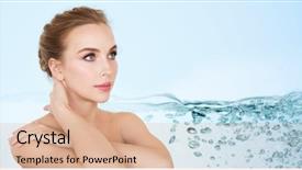  Presentation with care for people - Presentation theme featuring face and hands over water background and a coral colored foreground