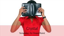  Presentation with bound - Audience pleasing PPT layouts consisting of face behind a leather-bound backdrop and a red colored foreground