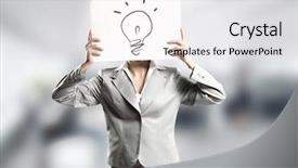  Presentation with high tech face recognition - PPT theme enhanced with face behind paper with drawing background and a white colored foreground