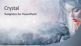  Presentation with hair dress - Theme consisting of face closeup winter snow white background and a white colored foreground