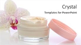  Presentation with orchid - PPT theme consisting of face cream and orchid isolated background and a  colored foreground