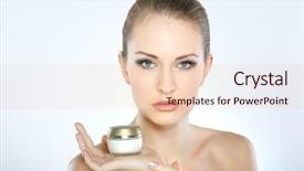  Presentation with face cream flower - Slides featuring face cream flower - beautiful white-headed girl isolated background and a lemonade colored foreground