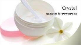  Presentation with face cream flower - Slide set with face cream with flower isolated background and a  colored foreground