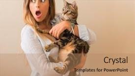  Presentation with 50th surprise birthday - Colorful presentation design enhanced with face cuddling cat with love backdrop and a coral colored foreground