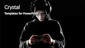  Presentation with hacker white - Amazing slides having face data thief internet fraud backdrop and a black colored foreground