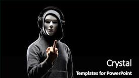  Presentation with hacker white - Theme featuring face data thief internet fraud background and a black colored foreground