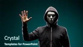  Presentation with hacker white - Theme with face data thief internet fraud background and a ocean colored foreground