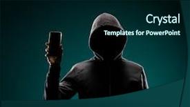  Presentation with computer hacker - Audience pleasing theme consisting of face data thief internet fraud backdrop and a forest green colored foreground