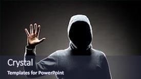  Presentation with computer hacker - Slide deck consisting of face data thief internet fraud background and a tawny brown colored foreground