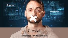  Presentation with computer vision - Amazing presentation design having face detection and recognition computer backdrop and a coral colored foreground