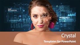  Presentation with computer systems - Theme enhanced with face detection and recognition computer background and a coral colored foreground