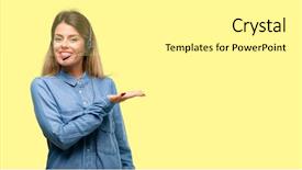  Presentation with call center software - Audience pleasing presentation design consisting of face expression - consultant of call center woman backdrop and a white colored foreground