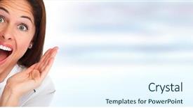  Presentation with happy smiling woman dental health - Amazing slide set having face expression - happy young woman backdrop and a  colored foreground