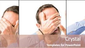  Presentation with age discrimination - PPT theme enhanced with face expression - middle age handsome man closeup background and a coral colored foreground