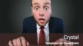  Presentation with computer - Audience pleasing presentation design consisting of face face communication - funny young man with computer backdrop and a tawny brown colored foreground