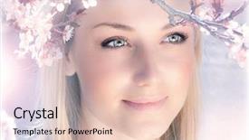  Presentation with beautiful spring flowers - Slides featuring face female enjoying cherry blossom background and a lemonade colored foreground