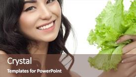  Presentation with happy smiling woman dental health - Slide deck with face food - portrait of attractive asian smiling background and a tawny brown colored foreground