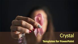  Presentation with pink ribbon breast awareness - Presentation featuring face for the breast cancer background and a tawny brown colored foreground