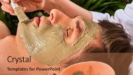  Presentation with face mask - Presentation theme enhanced with face girl on with therapy background and a coral colored foreground