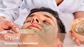  Presentation with face mask - Cool new PPT theme with face girl on with therapy backdrop and a coral colored foreground