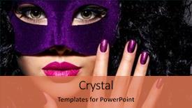  Presentation with sexy girl - Theme having face girl with purple nails background and a coral colored foreground