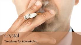  Presentation with cigarette - Colorful slide deck enhanced with face holding cigarette and smoking backdrop and a coral colored foreground