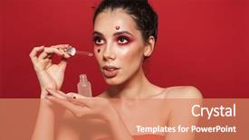  Presentation with serum - Audience pleasing theme consisting of face holding moisturising serum backdrop and a coral colored foreground