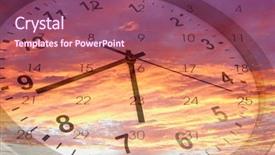  Presentation with clock face - Colorful PPT theme enhanced with face in bright sky time backdrop and a violet colored foreground