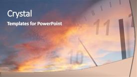  Presentation with old clock time antique - Cool new slide deck with face in bright sky time backdrop and a ocean colored foreground