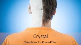  Presentation with parts - Slide deck featuring face in two sides parts of man background and a yellow colored foreground