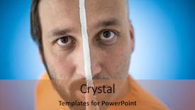  Presentation with parts - PPT layouts with face in two sides parts of man background and a coral colored foreground