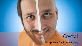  Presentation with parts - Slide deck featuring face in two sides parts of man background and a coral colored foreground