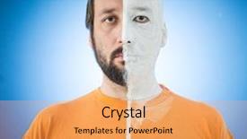  Presentation with parts - Theme featuring face in two sides parts of man background and a yellow colored foreground